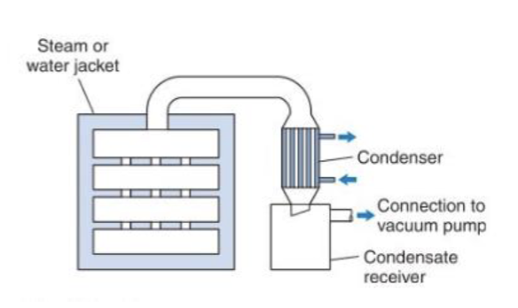 <p><span><strong>Principle: </strong>The material is heated via conduction on trays under vacuum.<br>Vacuum lowers the boiling point of water → drying at low temperatures.<br><strong>Advantages:</strong><br>-good for heat-sensitive materials<br>-prevents oxidation<br><strong>Limitations:</strong><br>-batch process<br>-slower</span></p>
