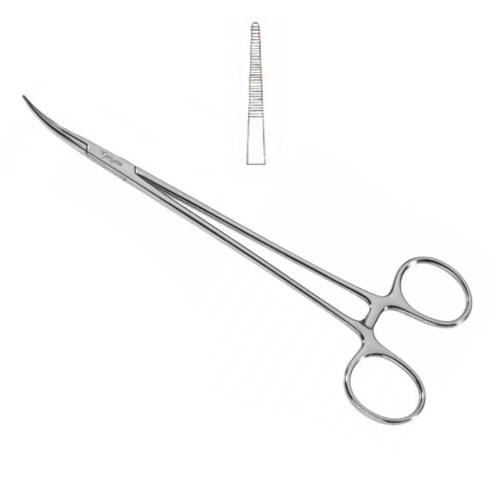 <p>Fine clamp for vessels and tissue; an Adson tonsil clamp places the hip liner (Gupta).</p>