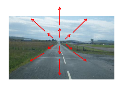 <p>created by forward translation (focus of expansion is the middle point you are moving towards)</p>