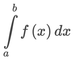 <p>Reimann sums on an interval [a,b] with n subintervals can be written using integral notation.</p><p>- notation is where dx (delta x) = b - a / n</p>
