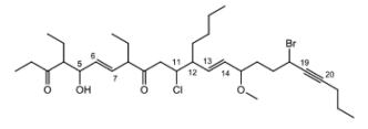 <p>What is the degree of unsaturation of the compound below?</p>