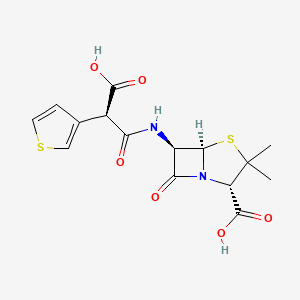 <p>Thienyl isostere of carbenicillin; Class 2 antipseudomonal.</p>
