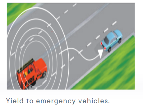 <p>Yield to emergency vehicles.</p>