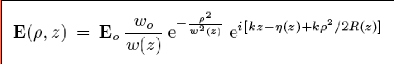 <p>This is the formula for the Gaussian beam:<br>Describe the following variables:</p><ul><li><p>w(z)</p></li><li><p>R(z)</p></li><li><p>n(z)</p></li><li><p>z_0</p></li><li><p>theta</p></li></ul><p></p>