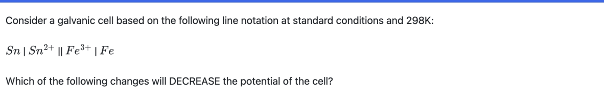 <p>decrease concentration of Sn2+</p>