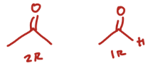 <p>Cleaving, two products (Carbonyl) </p>