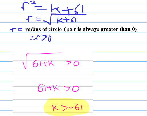 <p>always make sure to leave answer as:    k >…, i.e → <strong><u><mark data-color="yellow" style="background-color: yellow; color: inherit;">k > -61</mark></u></strong></p>
