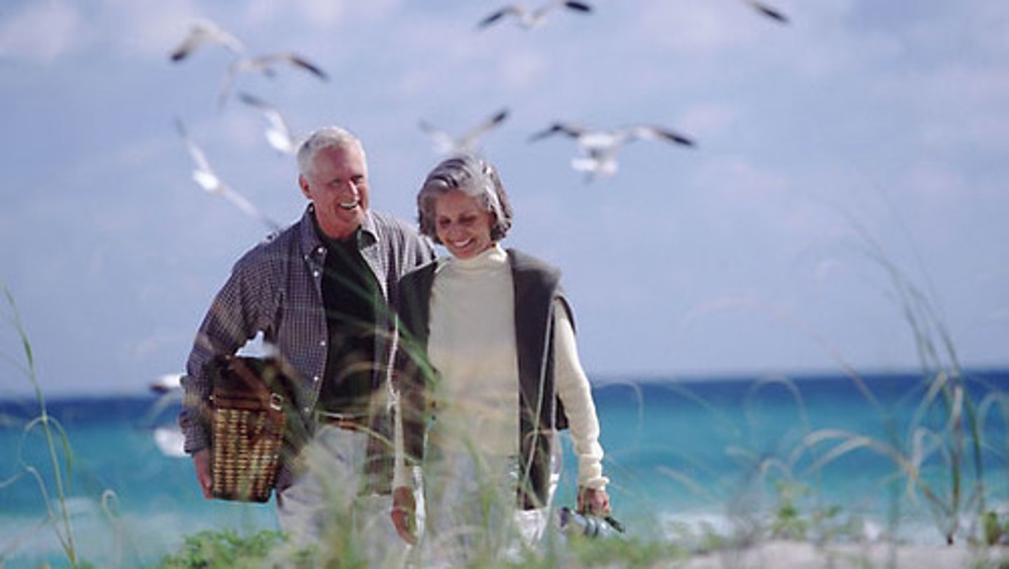 <p>an elderly man, an elderly woman</p>