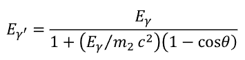 <p>An incident photon collides with a <strong>loosely-bound “free” orbital electron</strong>. The energy of the scattered photon is given in the formula and the recoil energy of the electron can be found by using this with conservation of energy.</p>