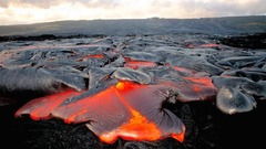 <p>formed on the Earth's surface; synonym: volcanic</p>
