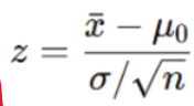 <p>Conditions: The <u>population SD </u>is known, sample size is<u> greater than or equal to 30</u></p><p></p><ul><li><p>Step 1: State the Hypothesis</p></li><li><p>Step 2: Choose the significance level (usually given)</p></li><li><p>Step 3: Perform the z test formula (as shown)</p></li><li><p>Step 4: Find the p-value</p></li><li><p>Step 5: Making a decision, interpret results: <strong>If p less than or equal to alpha, <u>reject null. </u>If p is greater than alpha, <u>fail to reject null</u></strong></p></li></ul><p></p>