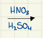 <p>Form electron:</p><p> (O-H) O grabs proton from H2SO4 </p><p> HSO4- &amp; H2NO3 </p><p> -O donates electrons to N, kicking H2O off </p><p>O=N+=O and H2O </p>