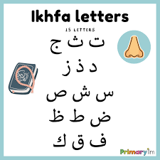 <ul><li><p>after noon saakin 15 letters ikhfaa appear, read with GHUNNA</p></li></ul><p></p>