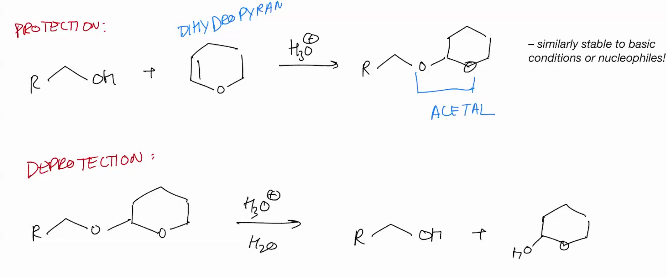 <p>Protection group: Protect Alcohol as acetals </p>