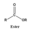 <p>Carbonyl bonded to -O-C, suffix <strong><em><u>oate </u></em></strong>(Ester easter, O looks like an easter egg)</p>