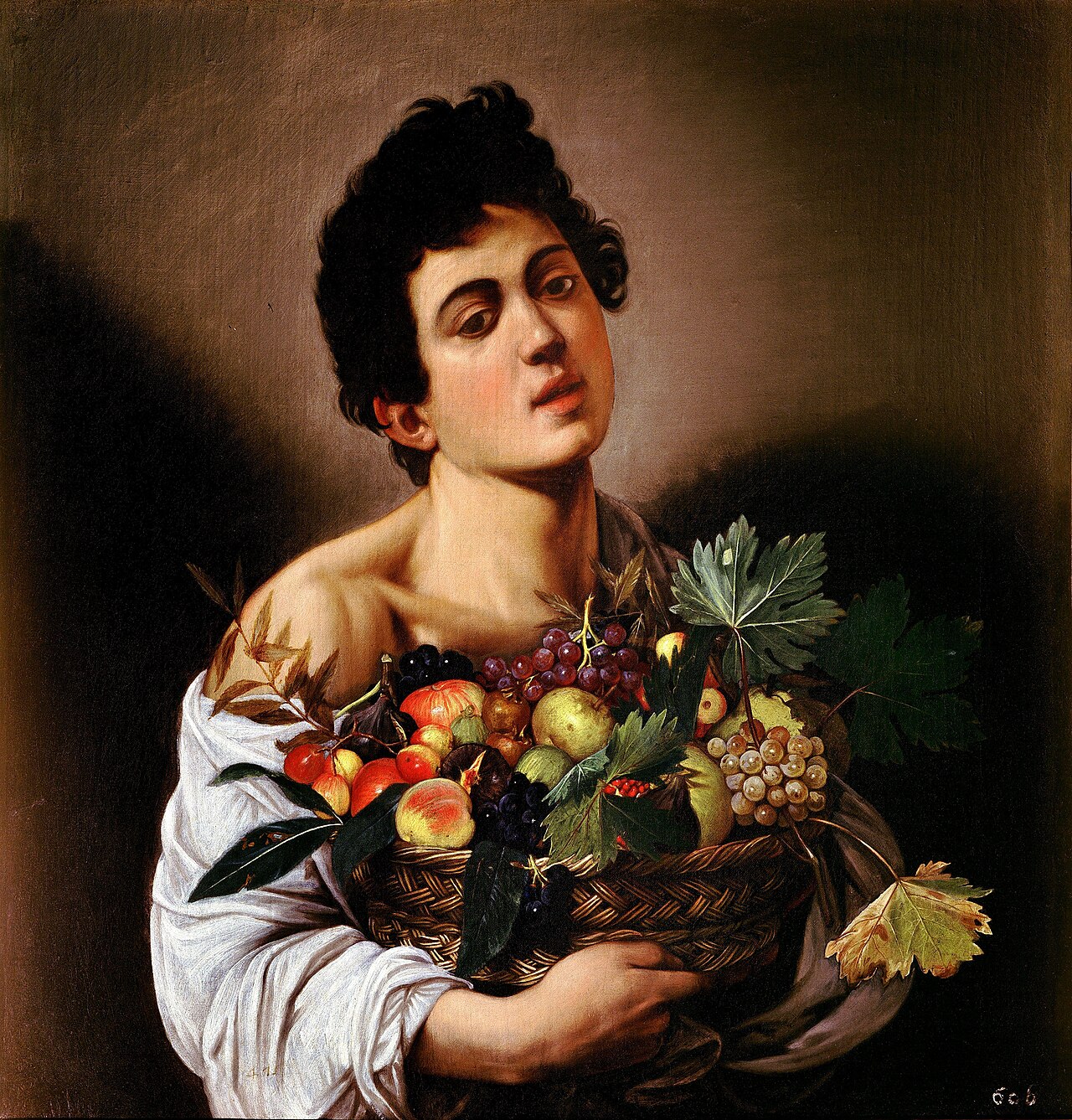 <p>Boy with a Basket of Fruit</p>