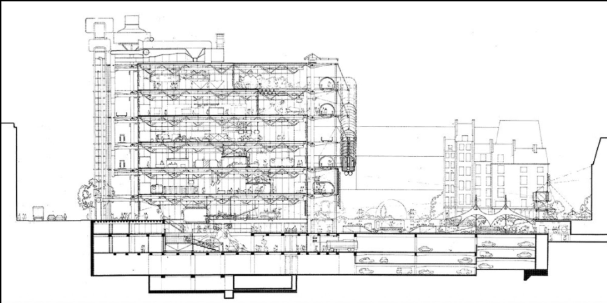 <p>Describe the plan of the Centre Pompidou and its significance </p>