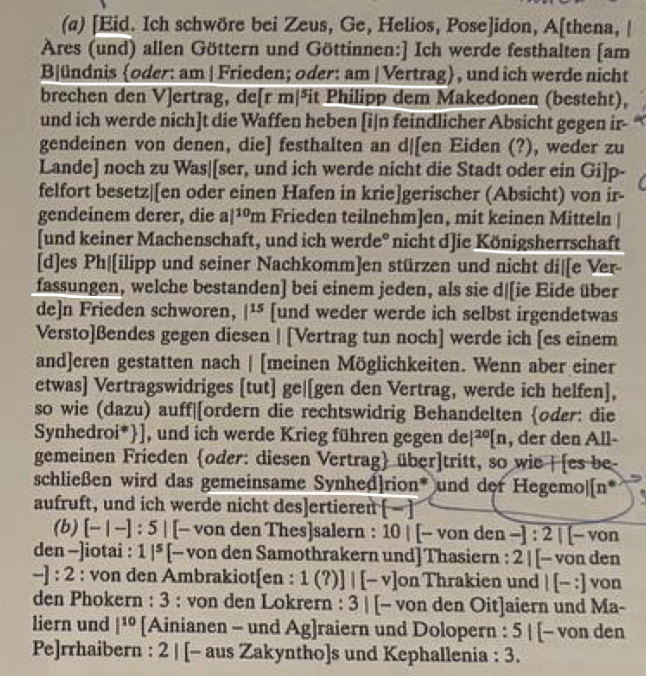 <p>Quellensteckbrief zu IG I² 236 / „Common Peace &amp; League of Corinth“ (Eidtext, 338/7 v. Chr.)</p><p><strong>Lebensdaten</strong></p><p><strong>Soziale Stellung</strong></p><p><strong>Inhalt des Gesamtwerks</strong></p><p><strong>Inhaltsangabe der Quellenstelle</strong></p><p><strong>Unbekannte Begriffe</strong></p><p><strong>Intention</strong></p><p><strong>Quellenwert für das PS-Thema</strong></p>