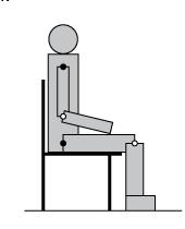 <p><span>A person is sitting on a chair as shown.</span></p><p>Why must the person either lean forward or slide their feet under the chair in order to stand up?</p><ul><li><p>A.</p><p>To increase the force required to stand up</p></li><li><p>B.</p><p>To use the friction with the ground</p></li><li><p>C.</p><p>To reduce the energy required to stand up</p></li><li><p>D.</p><p>To keep the body in equilibrium while rising</p></li></ul><p></p>