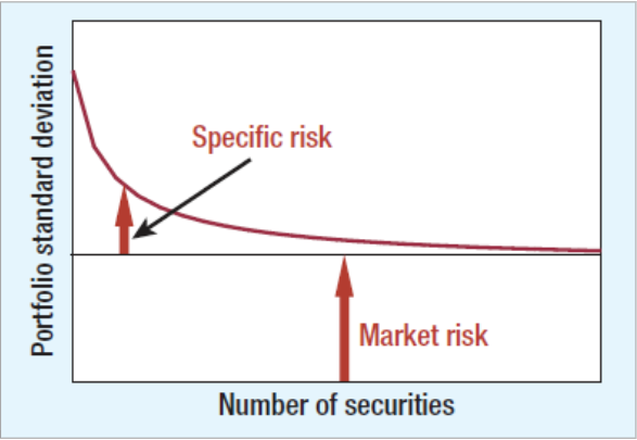 <p><span>shows the standard risk goes down when the number of securities increase (more diversification)</span></p>
