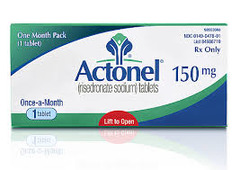<p>Risendronate </p><p>Bisphosphonate </p><p>Osteoporosis, Paget's disease</p>