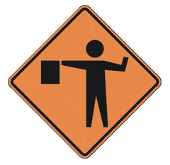 <p>there is a flagger/road work up ahead</p>
