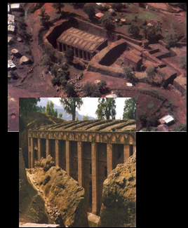 <p><span><em>Beta Medhane Alem</em>, Lalibela (House/Church of the Savior of the World), Ethiopia, 13<sup>th</sup> century, rock-cut church</span></p><p><span>•Largest of all rock-cut churches; four-aisled basilica</span></p><p><span>•Conscious reproduction of the Cathedral of Mary of Zion in Aksum</span></p>