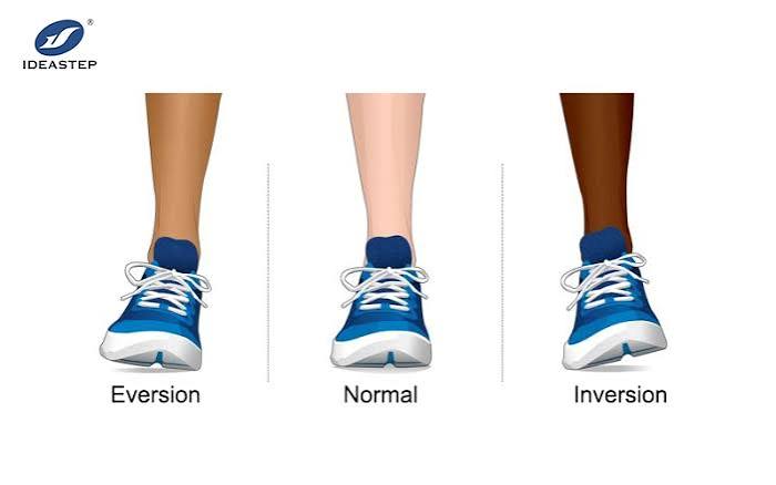 <p>Frontal plane, Turning sole of foot inward(medially), or standing with weight on outer edge of foot</p>