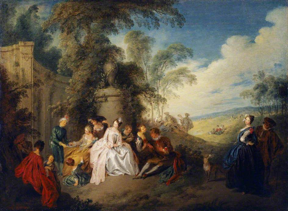 <p><span>Jean-Baptiste Pater: </span><em>Fête galante (Gáláns ünnepély)</em><strong>, </strong></p>