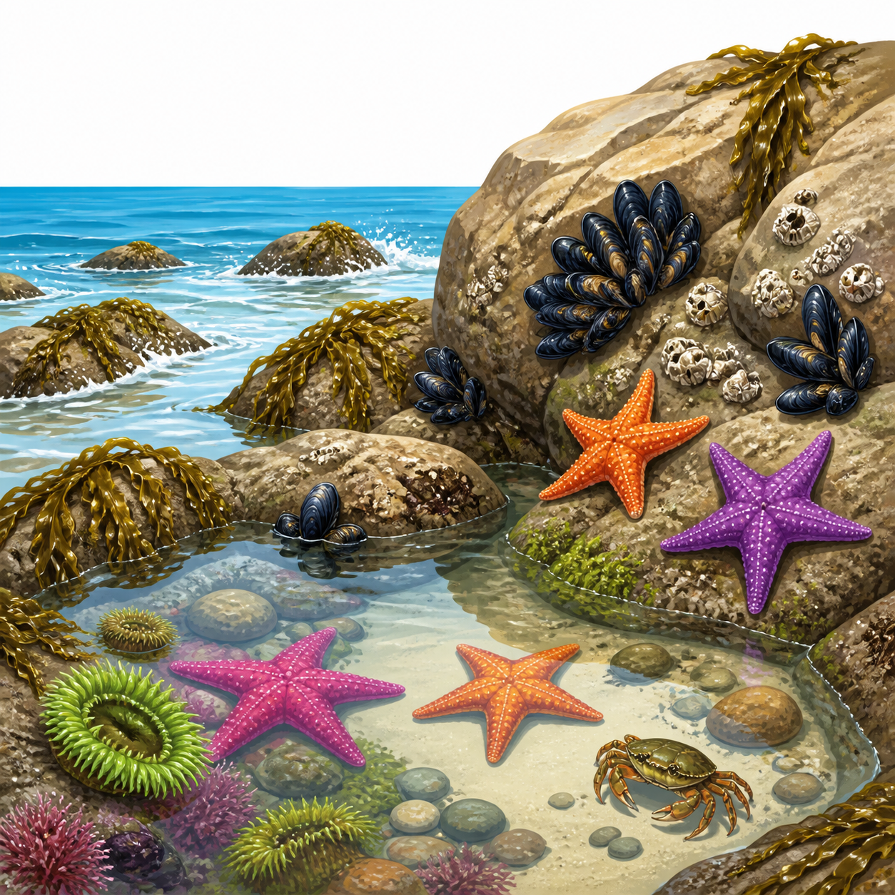 <p>The shallowest part of the ocean that is covered and uncovered by the tides.</p>