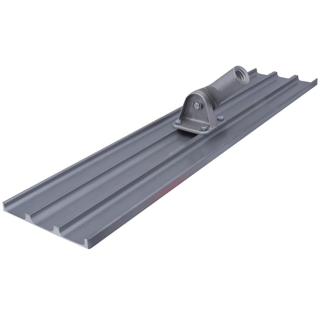 <p>Large concrete finishing float with long handle, typically 8 inches wide and 36–48 inches long, made of wood or magnesium.</p>