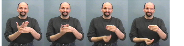 <p>non dom hand faces signer and dom hand makes a 5 runs down the non dom hand and and moves to a flat “o”</p>