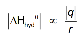 <p>charge divided by radius of the gaseous ion</p>