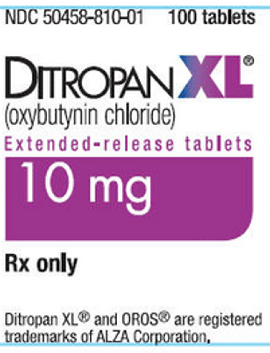 <p>Generic Name: Oxybutynin</p><p>Therapeutic Class: Antispasmodic</p><p>Indication: Bladder relaxent</p>