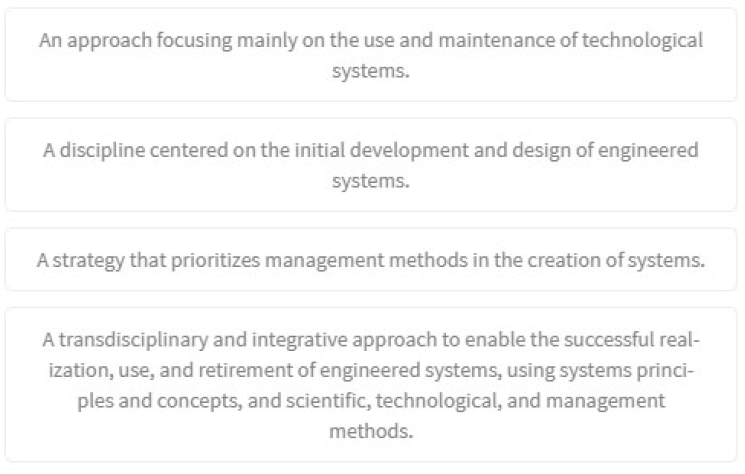 <p>What is the definition of Systems Engineering as per INCOSE?</p>