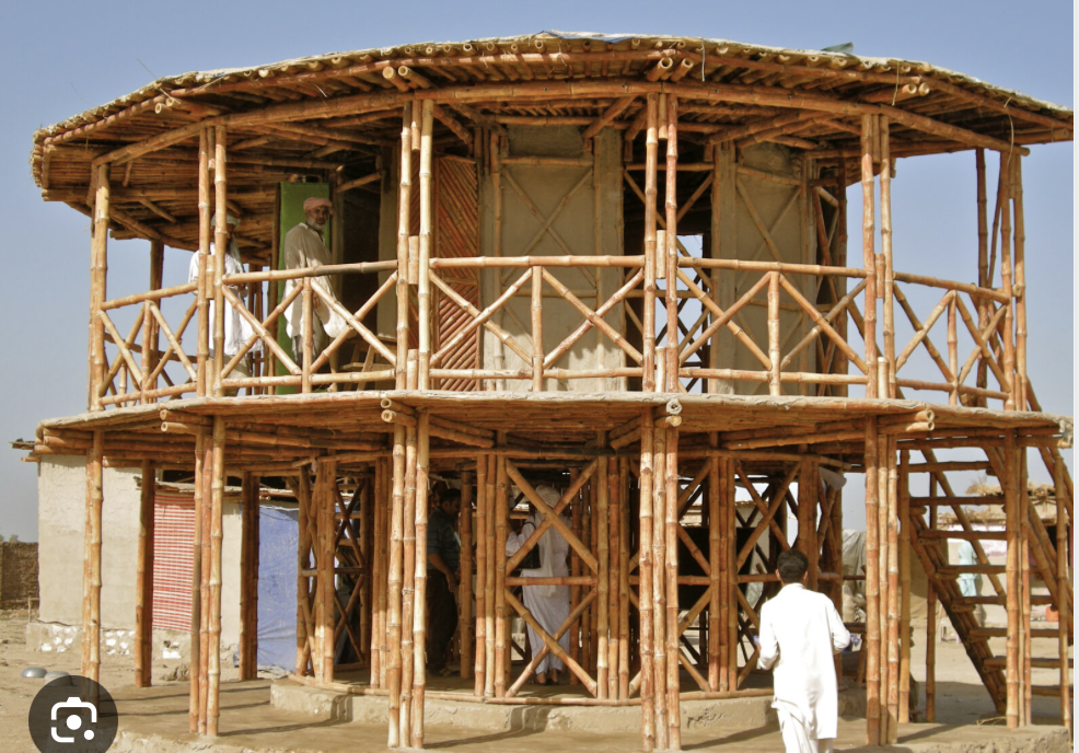 <p>Zero Carbon Cultural Centre, Makli, Pakistan (2018), Yasmeen Lari (check this)</p><ol><li><p><span>The Zero Carbon Cultural Centre (ZC3) in Makli is a significant landmark of sustainable architecture, constructed as the largest bamboo pavilion in Pakistan using locally sourced materials and eco-friendly techniques designed for zero carbon emissions.</span></p></li><li><p><span>It serves as a community hub for training marginalized communities, especially women, in vocational skills and "Barefoot Social Architecture" to promote self-reliance, flood resistance, and environmental sustainability.</span></p></li><li><p><span>The structure exemplifies a shift from luxury architectural practices to humanitarian, collaborative design, fostering pride and economic empowerment within the local community living near the historic Makli Necropolis</span></p></li></ol><p></p>