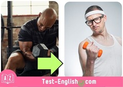 <p>He is _____. He never does exercise.</p>