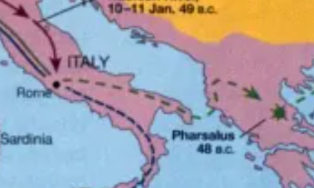 <p>across the Aegean to Pharsalus </p>