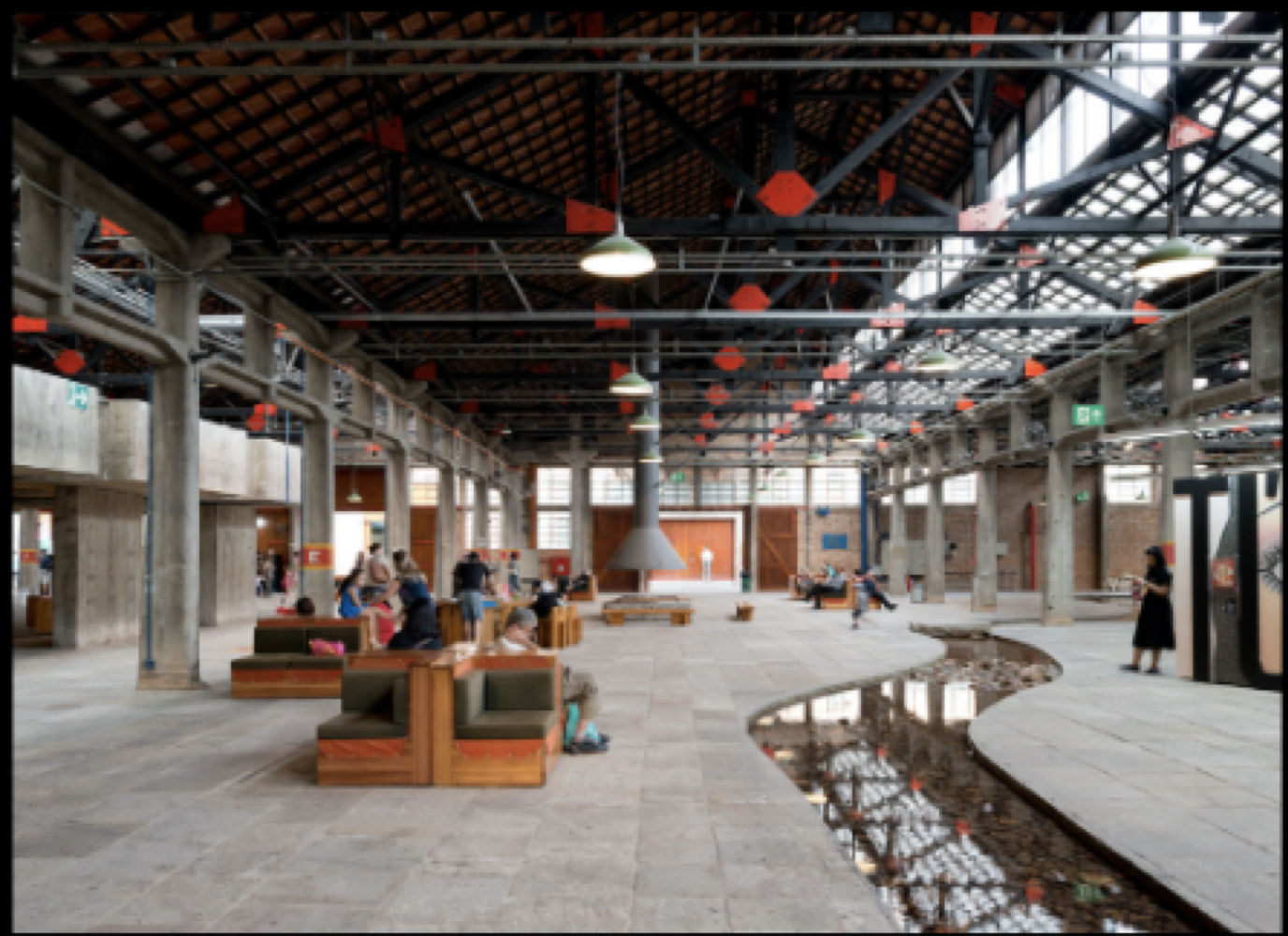 <p>Describe the interior of the SESC Pompeia and its significance </p>