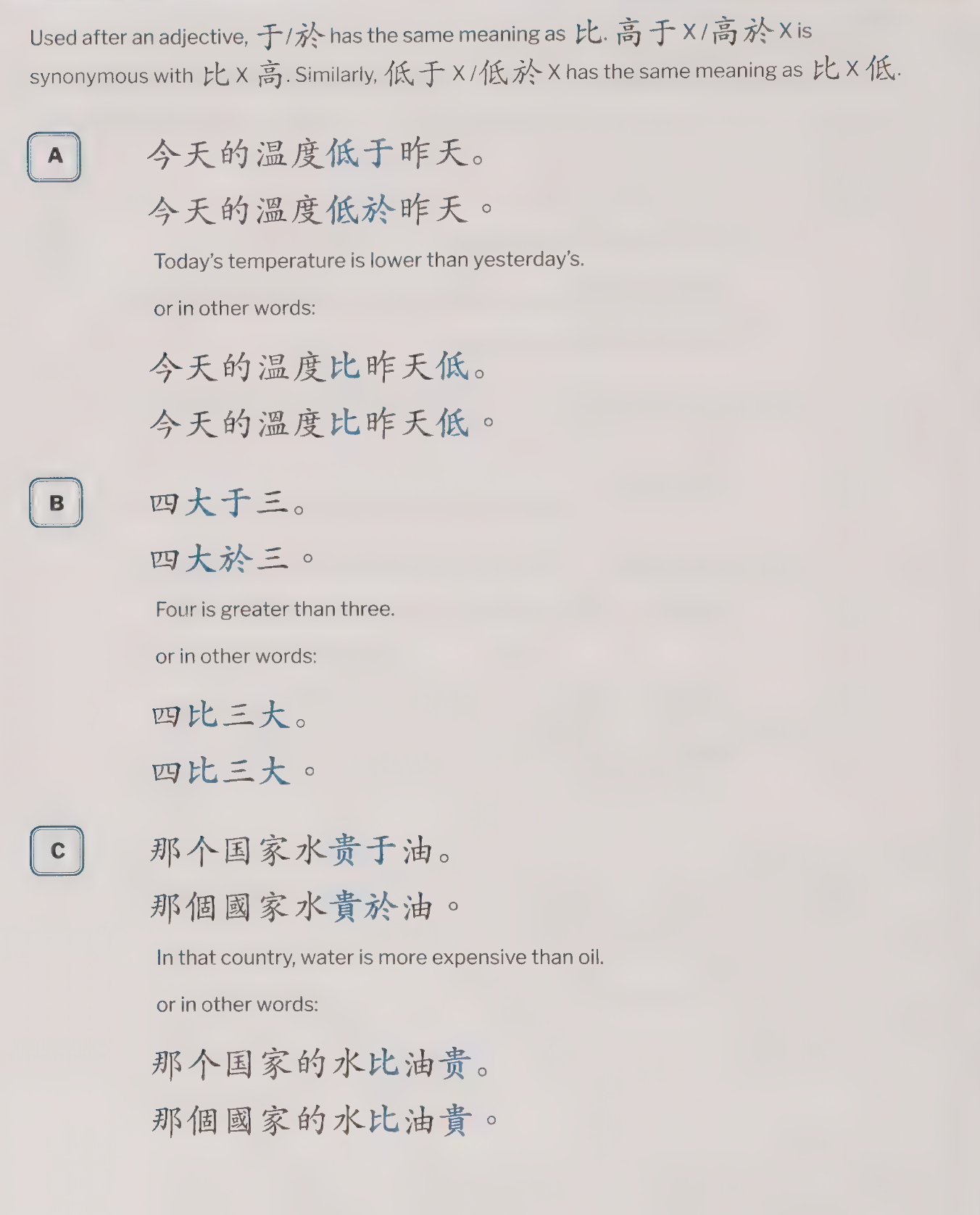 Adjective + 于: