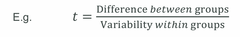 <p>Difference between group means vs variability within groups</p>