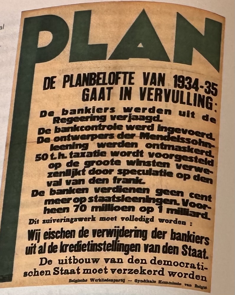 <p>Welke maatschappelijke onvrede tijdens de crisisjaren 1930 wordt treffend geïllustreerd door de krantenpagina over 'DE PLANBELOFTE' van de socialist Hendrik de Man?</p>