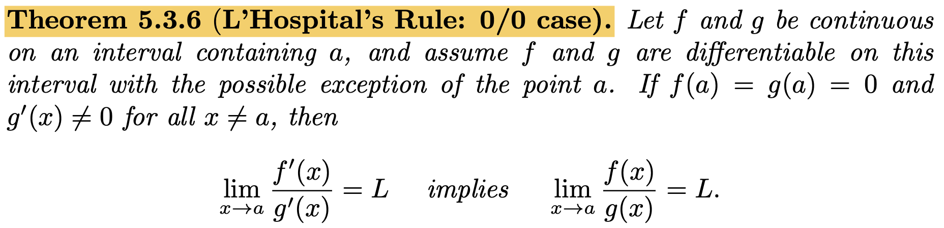 <p>L’Hospital’s Rule: 0/0 case</p>