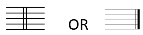 <p>separates two sections or indicates the end of a piece of music</p>