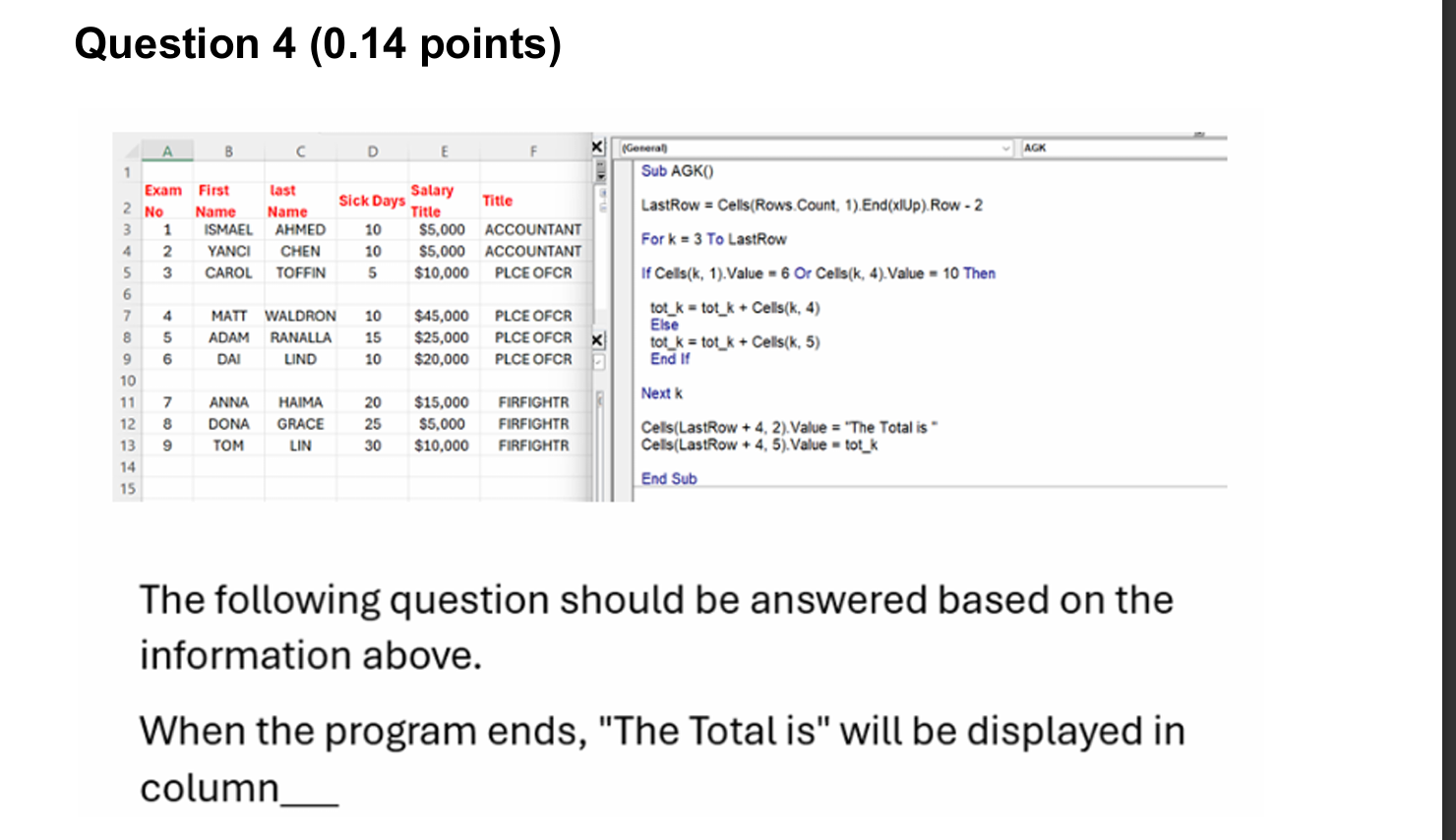 <p>How to find the “Total Is” Column?</p>