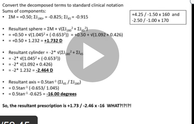 <p>axis isnt between 160 and 170 </p><p>so add 180 to it to get it in between the 2 axis </p><p>= new axis is 164</p>