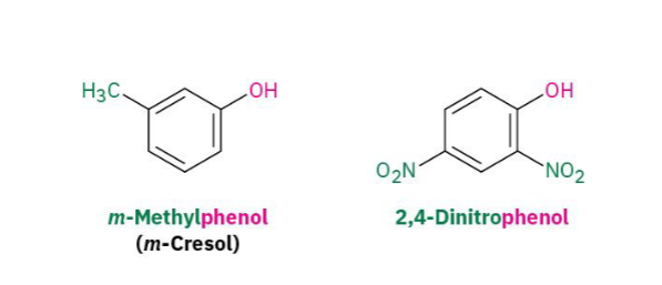 <p>When the OH is attached directly to benzene, the parent name is <strong>phenol</strong>. Substituents are numbered relative to the OH group:</p><ul><li><p><strong>ortho (o-) = 1,2</strong></p></li><li><p><strong>meta (m-) = 1,3</strong></p></li><li><p><strong>para (p-) = 1,4</strong></p></li></ul><p></p>