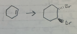 <p>Addition of Br2 to an alkene </p><p>Trans Only</p>
