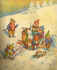<p>The gnomes dig a hole and plant the bulb.</p>