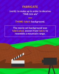 <p>(v.) to make, manufacture; to make up, invent</p>